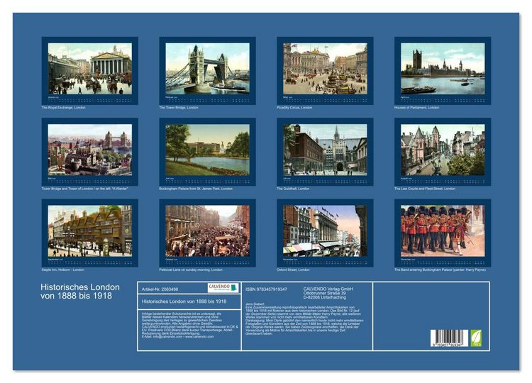 Produktbild: Historisches London von 1888 bis 1918 (Wandkalender 2026 DIN A2 quer), CALVENDO Monatskalender