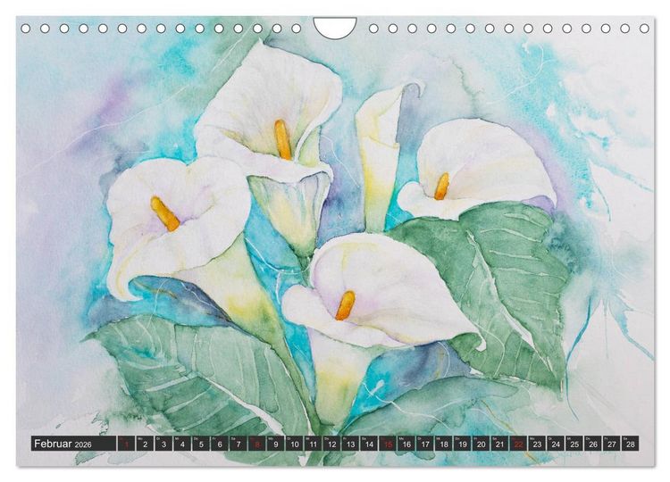 Produktbild: Blumenbilder in Aquarell (Wandkalender 2026 DIN A4 quer), CALVENDO Monatskalender
