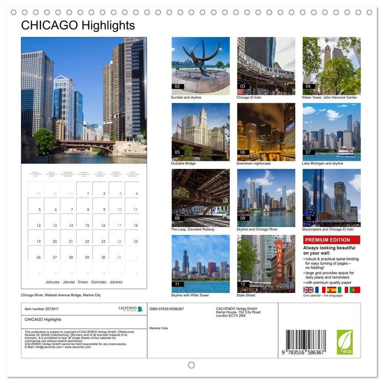 Produktbild: CHICAGO Highlights (Wall Calendar 2026 12 &times; 12 Inch) CALVENDO 12 Month Wall Calendar