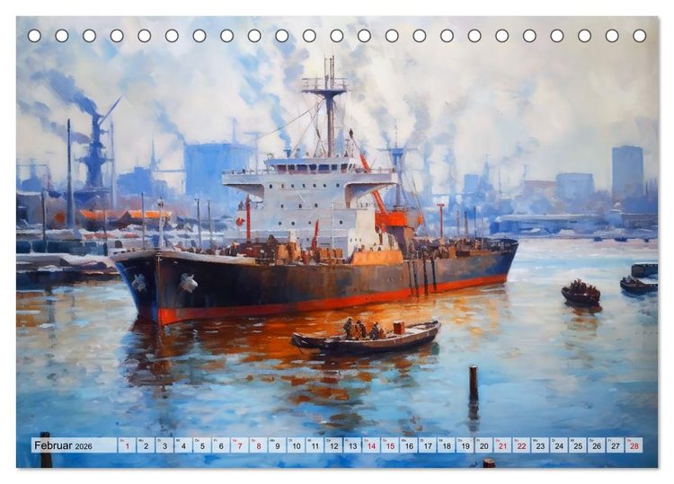 Produktbild: Hafenkante - Ein Leben mit und f&uuml;r den Hafen (Tischkalender 2026 DIN A5 quer), CALVENDO Monatskalender