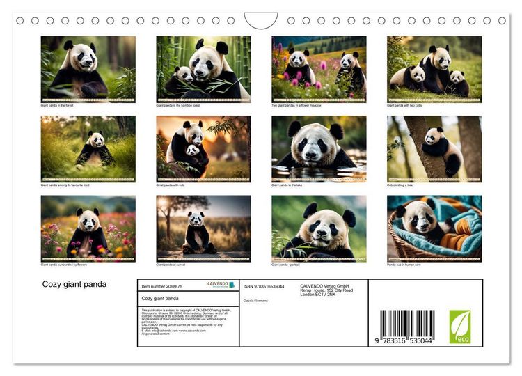 Produktbild: Cozy giant panda (Wall Calendar 2026 DIN A4 landscape), CALVENDO 12 Month Wall Calendar