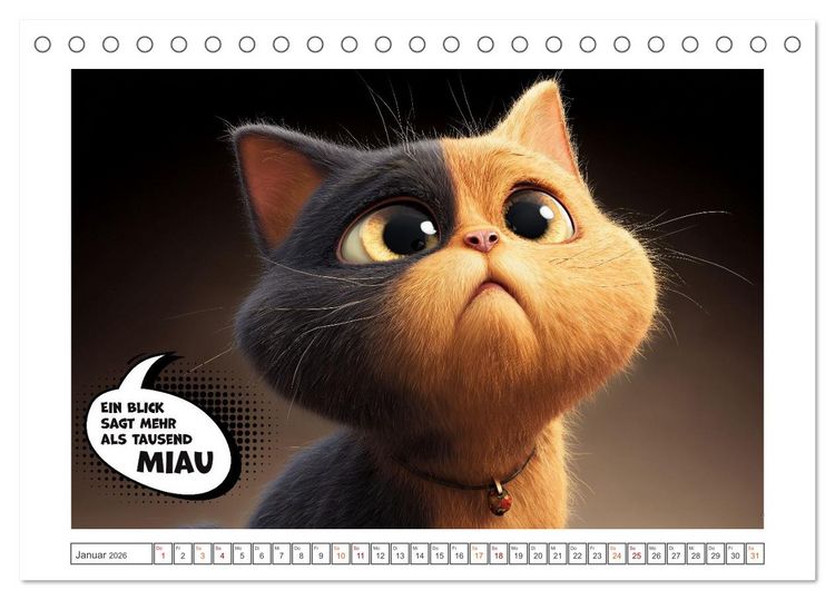 Produktbild: Katzenhumor im Blick (Tischkalender 2026 DIN A5 quer), CALVENDO Monatskalender