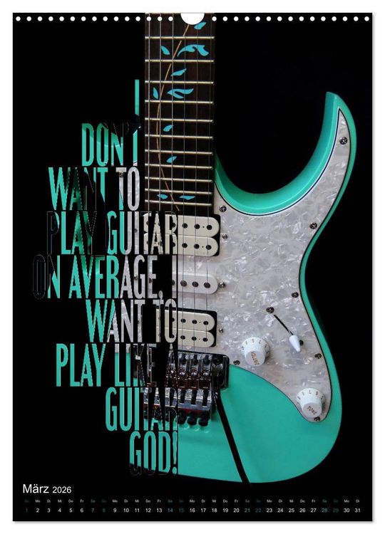 Produktbild: Rockgitarren Textposter (Wandkalender 2026 DIN A3 hoch), CALVENDO Monatskalender