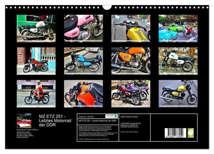 Produktbild: MZ ETZ 251 - Letztes Motorrad der DDR (Wandkalender 2026 DIN A3 quer), CALVENDO Monatskalender