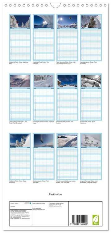 Produktbild: Familienplaner 2026 - Faskination mit 5 Spalten (Wandkalender, 21 x 45 cm) CALVENDO