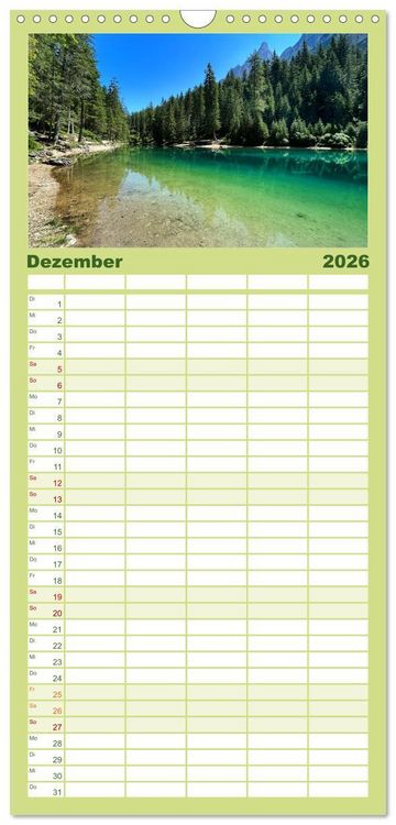 Produktbild: Familienplaner 2026 - Erlebe mit mir die Sch&ouml;nheit der Alpen mit 5 Spalten (Wandkalender, 21 x 45 cm) CALVENDO