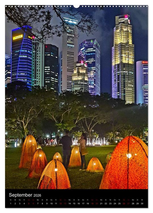 Produktbild: Singapur - Faszinierende Lichterwelt Marina Bay (Wandkalender 2026 DIN A2 hoch), CALVENDO Monatskalender