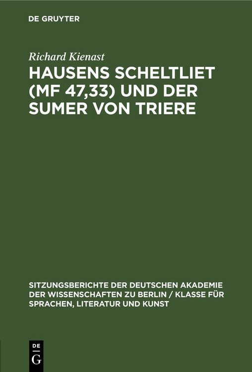 Produktbild: Hausens Scheltliet (MF 47,33) und der Sumer von Triere