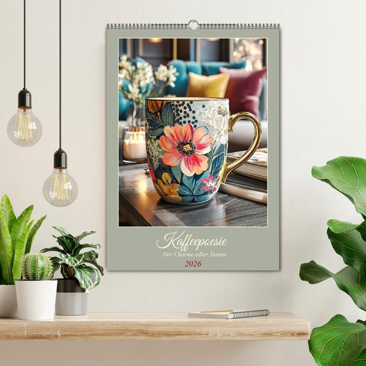 Produktbild: Kaffeepoesie. Der Charme edler Tassen (Wandkalender 2026 DIN A2 hoch), CALVENDO Monatskalender