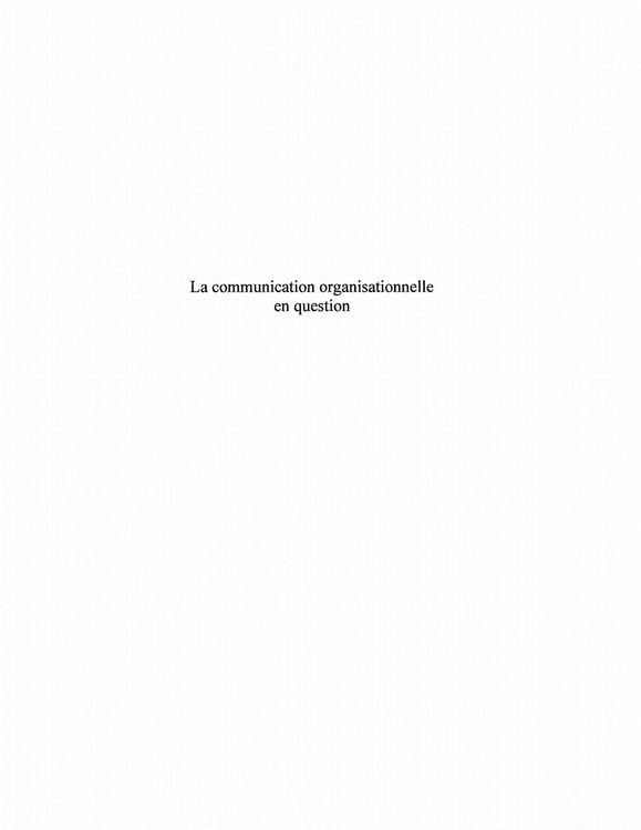 Produktbild: Communication organisationnelles en ques