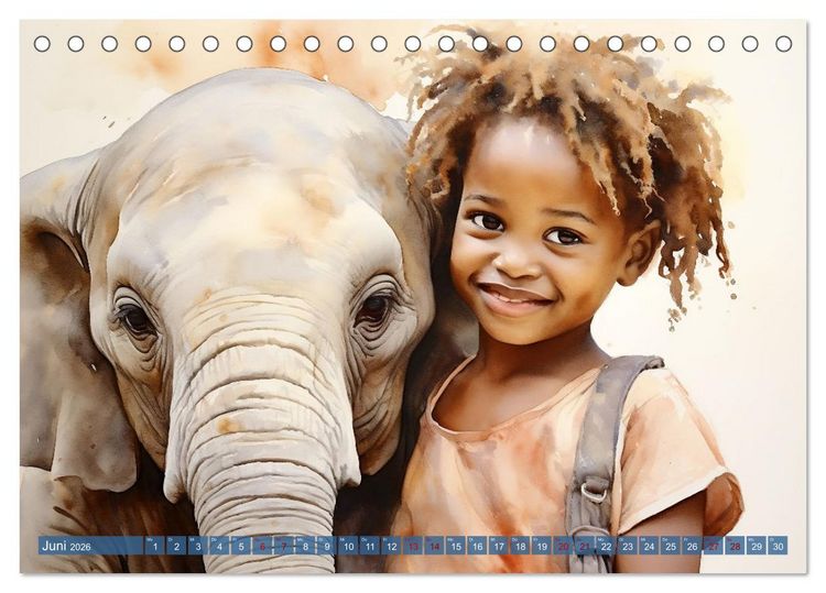 Produktbild: Kinder und Tiere (Tischkalender 2026 DIN A5 quer), CALVENDO Monatskalender