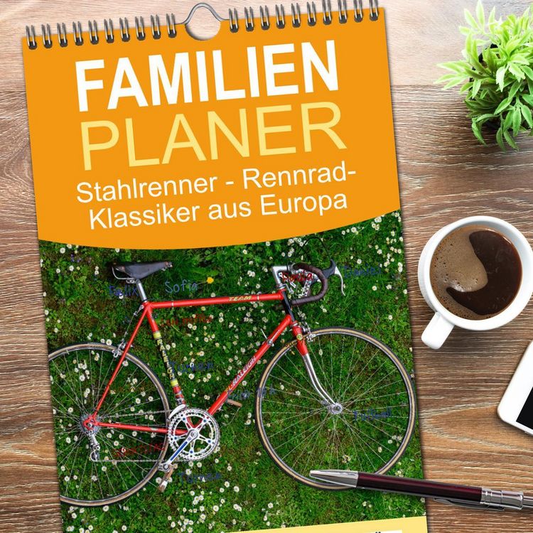 Produktbild: Familienplaner 2026 - Stahlrenner - Rennrad-Klassiker aus Europa mit 5 Spalten (Wandkalender, 21 x 45 cm) CALVENDO