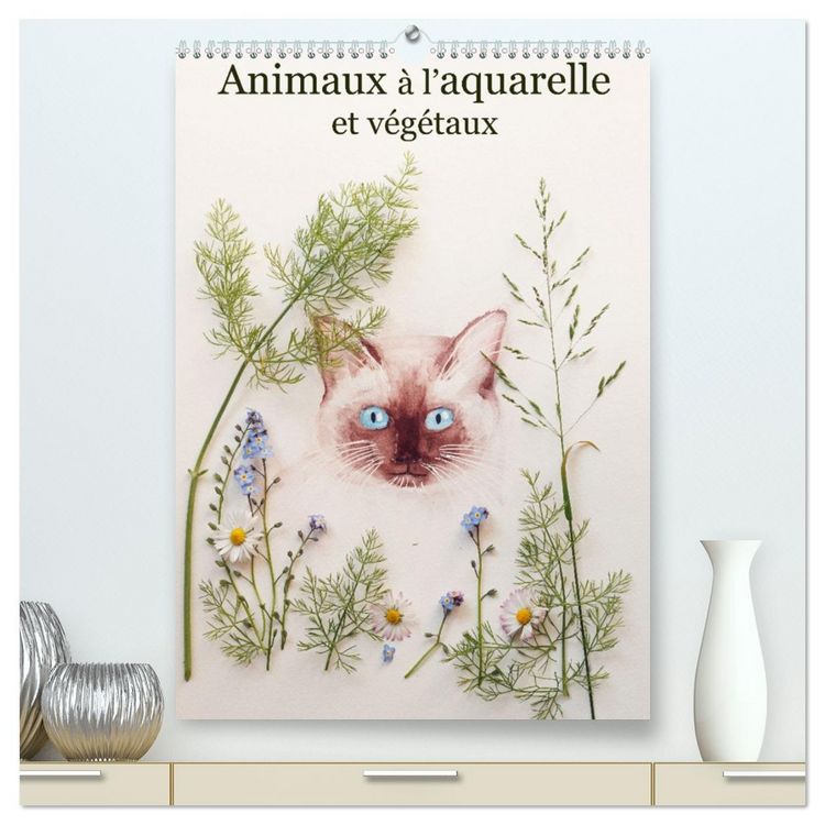 Produktbild: Animaux &agrave; l'aquarelle et v&eacute;g&eacute;taux (Calendrier mural 2026 DIN A2 horizontal) calendrier de bureau