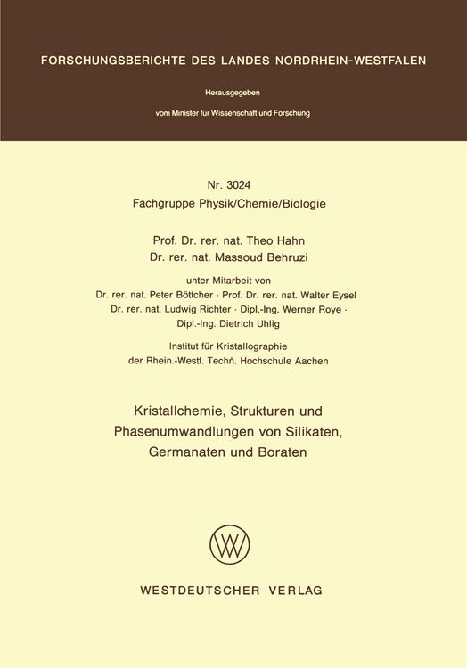Produktbild: Kristallchemie, Strukturen und Phasenumwandlungen von Silikaten, Germanaten und Boraten