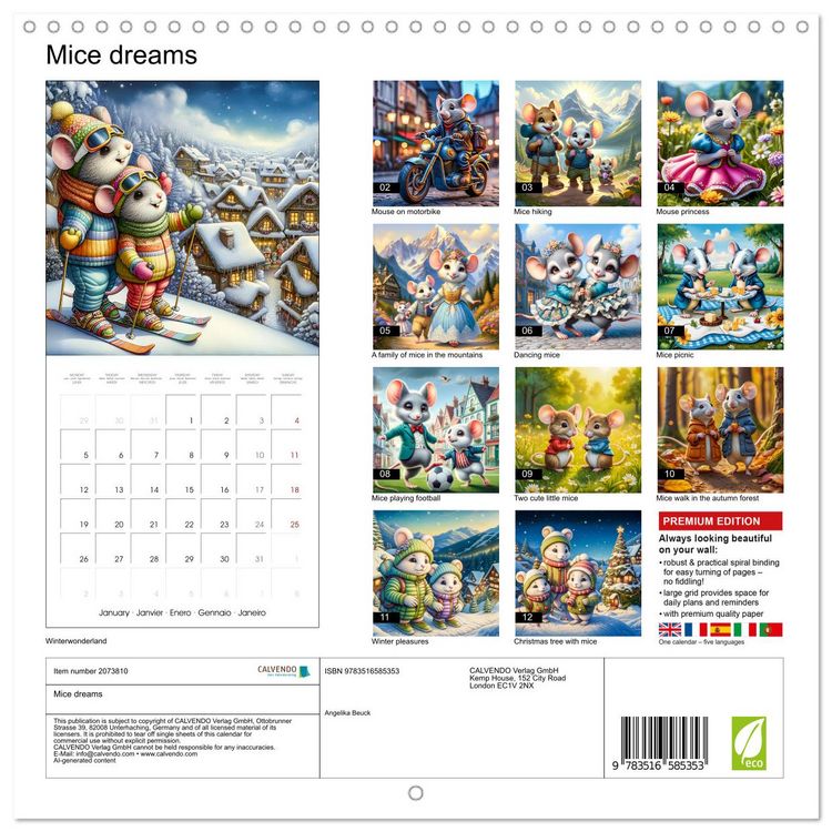 Produktbild: Mice dreams (Wall Calendar 2026 12 &times; 12 Inch) CALVENDO 12 Month Wall Calendar