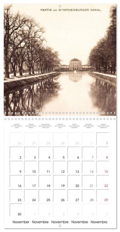 Produktbild: Promenade &agrave; travers Munich : Cartes postales historiques de la ville (Calendrier mural carr&eacute; 2026 30x30 cm) Calendrier double avec une page pour vos prises de notes