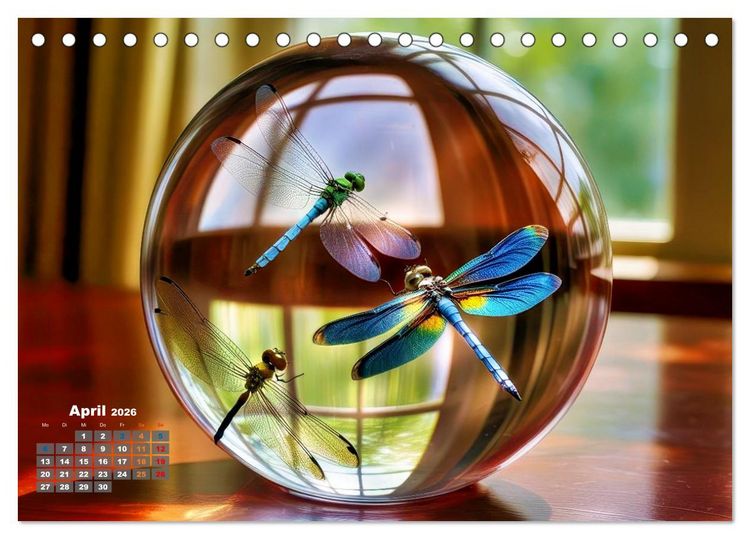Produktbild: Libellen in einer Glaskugel (Tischkalender 2026 DIN A5 quer), CALVENDO Monatskalender