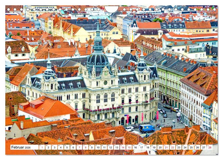 Produktbild: Graz - Ausblick auf die Dachlandschaft (Wandkalender 2026 DIN A4 quer), CALVENDO Monatskalender