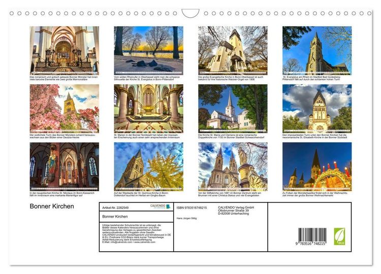 Produktbild: Bonner Kirchen (Wandkalender 2026 DIN A3 quer), CALVENDO Monatskalender