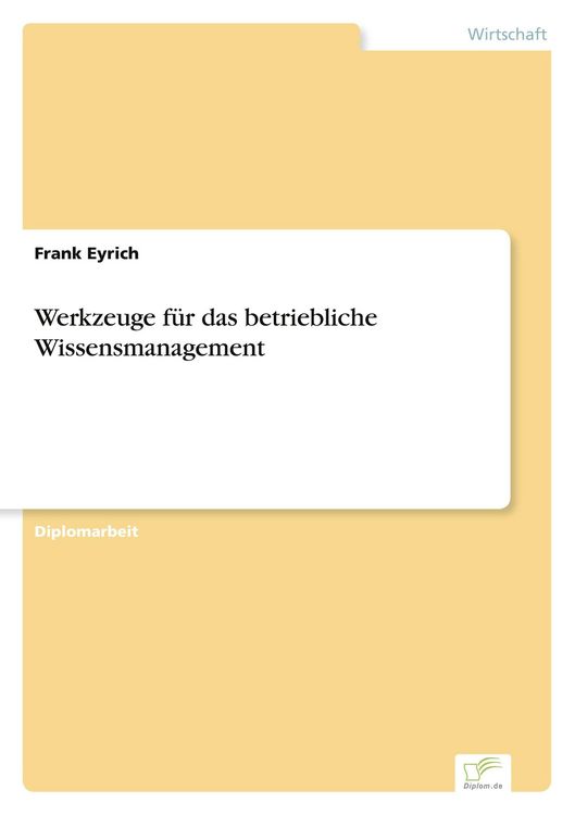 Produktbild: Werkzeuge f&uuml;r das betriebliche Wissensmanagement