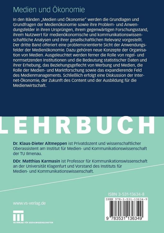 Produktbild: Medien und &Ouml;konomie