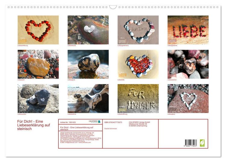 Produktbild: F&uuml;r Dich! - Eine Liebeserkl&auml;rung auf steinisch (Wandkalender 2026 DIN A2 quer), CALVENDO Monatskalender