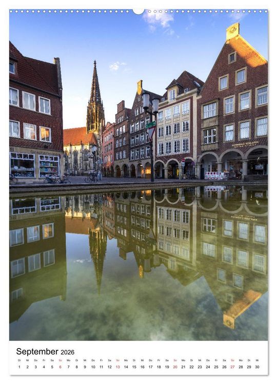 Produktbild: M&uuml;nster - Spiegelwelten einer Stadt (hochwertiger Premium Wandkalender 2026 DIN A2 hoch), Kunstdruck in Hochglanz