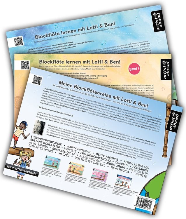 Produktbild: Blockfl&ouml;te lernen mit Lotti & Ben &ndash; Band 1 und 2 + Meine Blockfl&ouml;tenreise im Set!