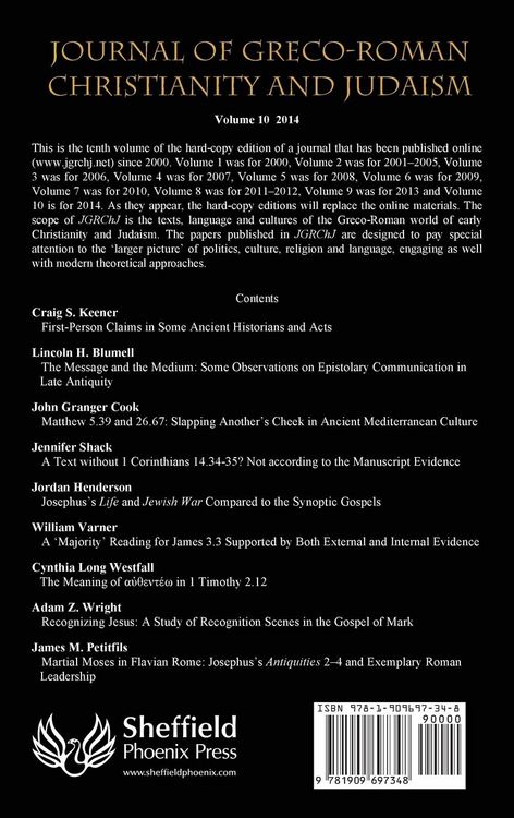Produktbild: Journal of Greco-Roman Christianity and Judaism 10 (2014)