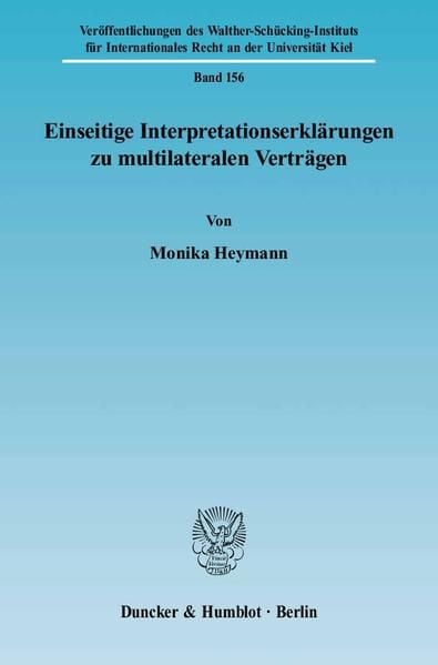 Produktbild: Einseitige Interpretationserkl&auml;rungen zu multilateralen Vertr&auml;gen.