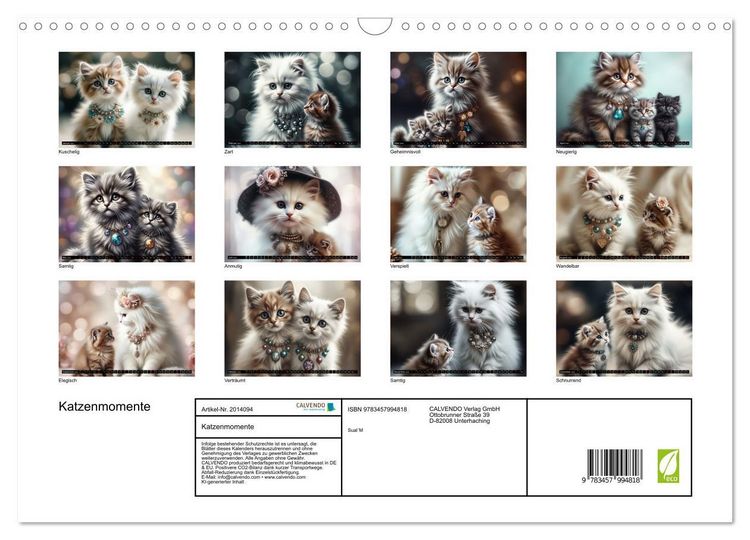 Produktbild: Katzenmomente (Wandkalender 2026 DIN A3 quer), CALVENDO Monatskalender