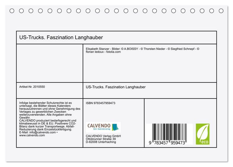 Produktbild: US-Trucks. Faszination Langhauber (Tischkalender 2026 DIN A5 quer), CALVENDO Monatskalender