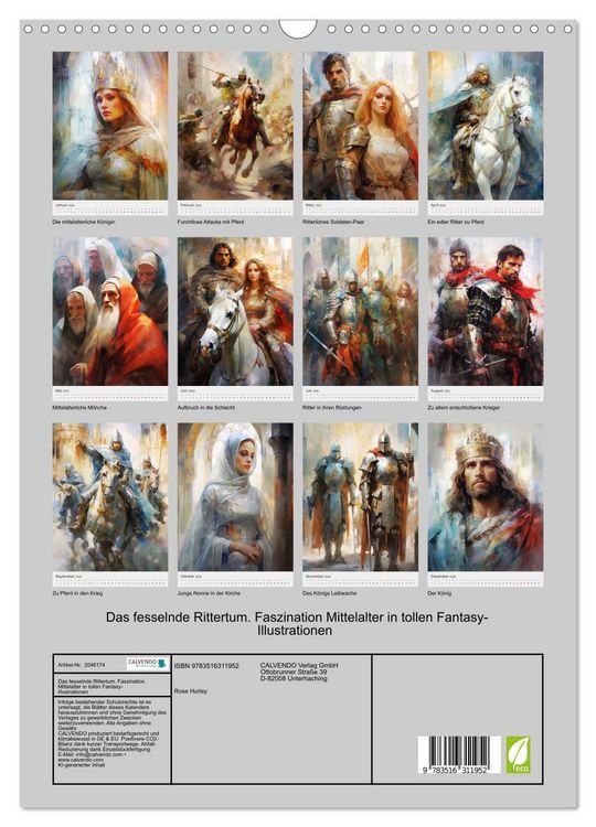 Produktbild: Das fesselnde Rittertum. Faszination Mittelalter in tollen Fantasy-Illustrationen (Wandkalender 2026 DIN A3 hoch), CALVENDO Monatskalender