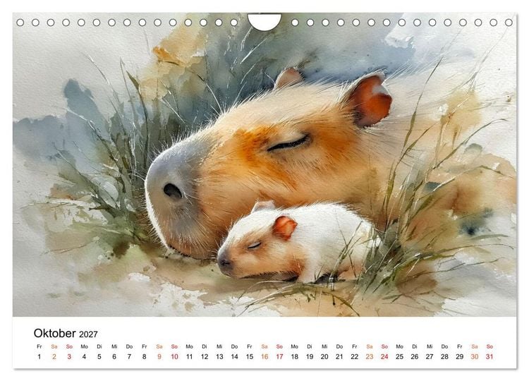 Produktbild: Capybara - die Kunst des gelassenen Daseins (Wandkalender 2027 DIN A4 quer), CALVENDO Monatskalender