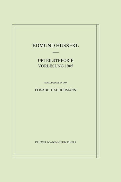 Produktbild: Urteilstheorie Vorlesung 1905