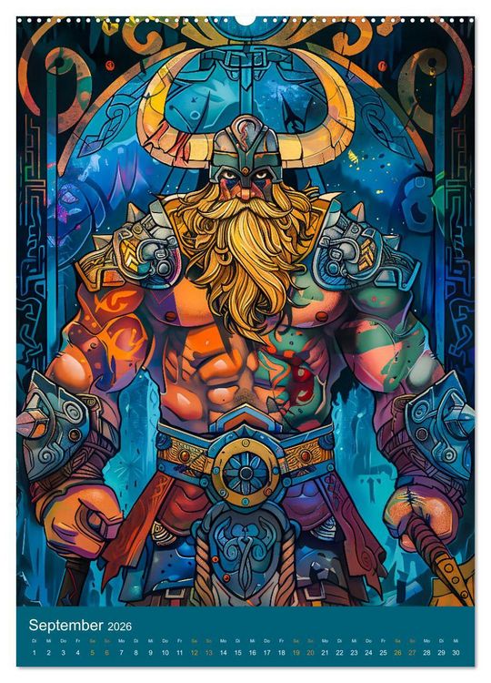 Produktbild: Wikinger Action - Comic-Helden inspiriert von den Nordm&auml;nnern (hochwertiger Premium Wandkalender 2026 DIN A2 hoch), Kunstdruck in Hochglanz