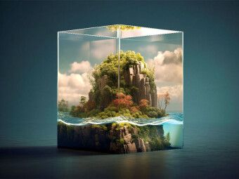 Produktbild: CALVENDO Puzzle Kleine Insel in einem Glasw&uuml;rfel | 1000 Teile Lege-Gr&ouml;&szlig;e 64x48cm Foto-Puzzle f&uuml;r gl&uuml;ckliche Stunden