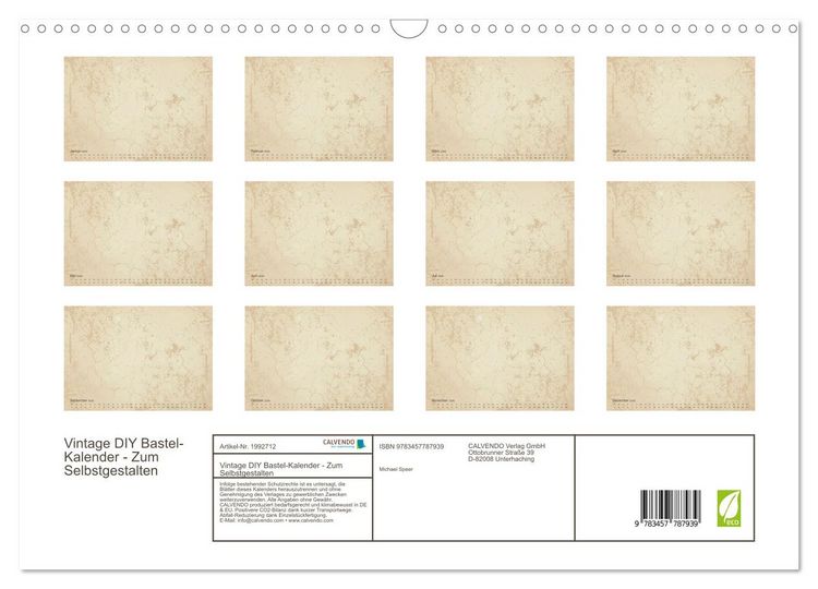 Produktbild: Vintage DIY Bastel-Kalender - Zum Selbstgestalten (Wandkalender 2026 DIN A3 quer), CALVENDO Monatskalender
