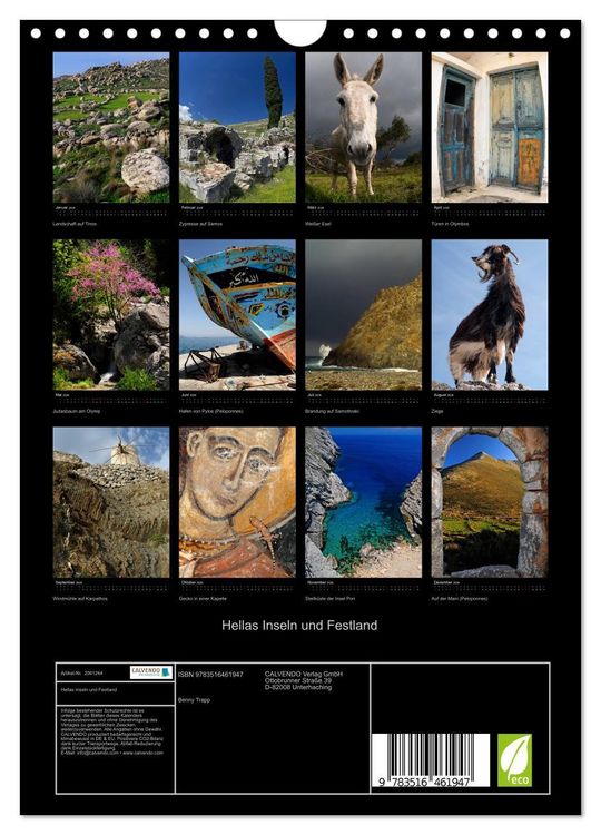 Produktbild: Hellas Inseln und Festland (Wandkalender 2026 DIN A4 hoch), CALVENDO Monatskalender