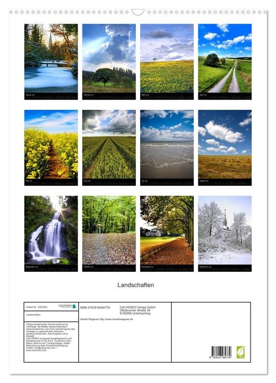 Produktbild: Landschaften (Wandkalender 2026 DIN A2 hoch), CALVENDO Monatskalender