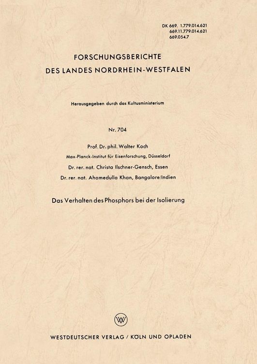 Produktbild: Das Verhalten des Phosphors bei der Isolierung