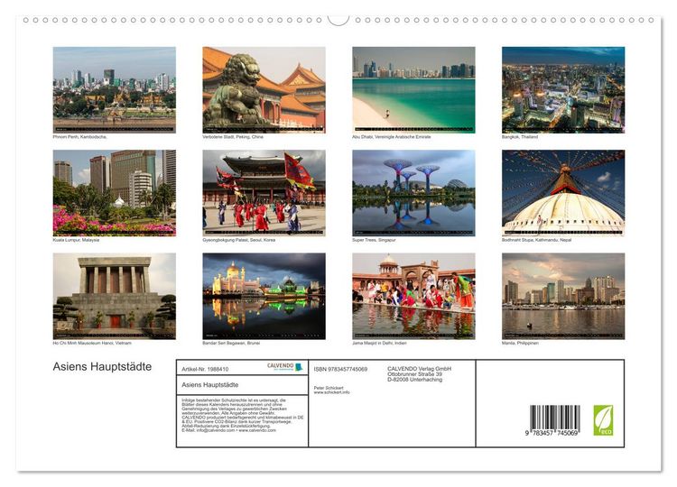 Produktbild: Asiens Hauptst&auml;dte (hochwertiger Premium Wandkalender 2026 DIN A2 quer), Kunstdruck in Hochglanz