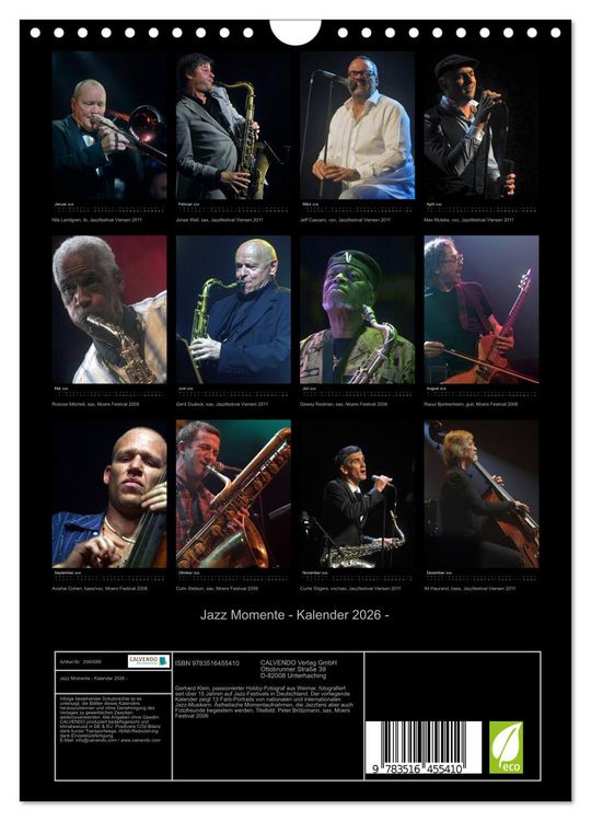 Produktbild: Jazz Momente - Kalender 2026 - (Wandkalender 2026 DIN A4 hoch), CALVENDO Monatskalender