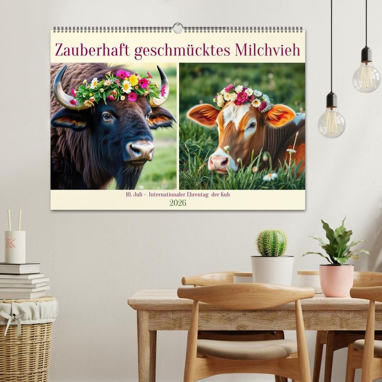 Produktbild: Zauberhaft geschm&uuml;cktes Milchvieh (Wandkalender 2026 DIN A2 quer), CALVENDO Monatskalender