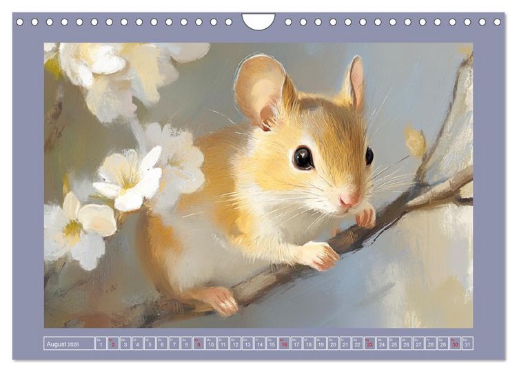 Produktbild: Nagergl&uuml;ck und Bl&uuml;tenzauber. Niedliche Tierchen im romantischen Stil (Wandkalender 2026 DIN A4 quer), CALVENDO Monatskalender