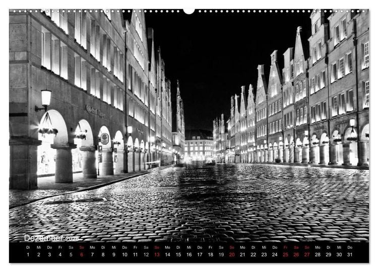 Produktbild: M&uuml;nster in schwarz-wei&szlig; gesehen (Wandkalender 2026 DIN A2 quer), CALVENDO Monatskalender