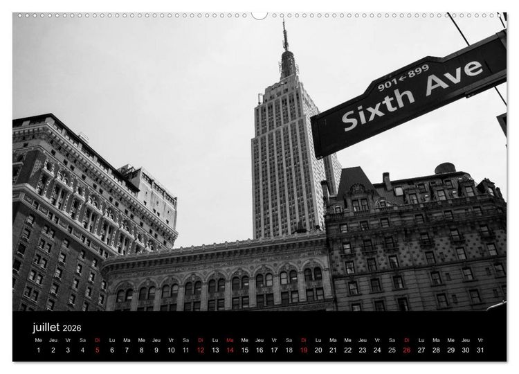Produktbild: New York en noir et blanc (Calendrier mural 2026 DIN A2 vertical) calendrier de bureau