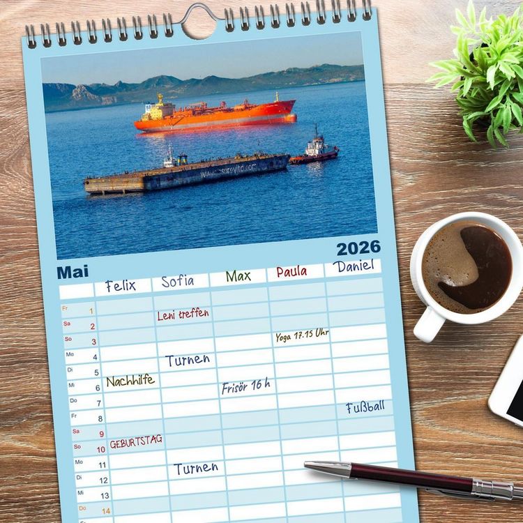 Produktbild: Familienplaner 2026 - Hochseeschiffe mit 5 Spalten (Wandkalender, 21 x 45 cm) CALVENDO