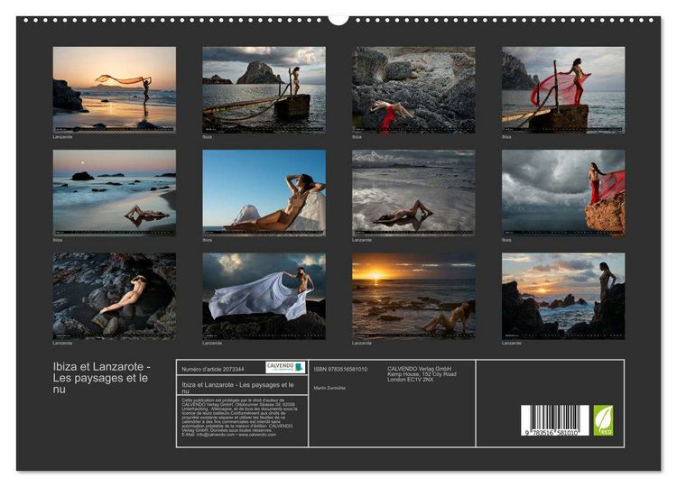 Produktbild: Ibiza et Lanzarote - Les paysages et le nu (Calendrier mural 2026 DIN A2 vertical) calendrier de bureau