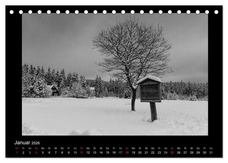 Produktbild: Harz-Bilder in monochrome (Tischkalender 2026 DIN A5 quer), CALVENDO Monatskalender